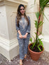 Amita in Chikankari Co-ord set in Polysilk for Women- Black With Golden